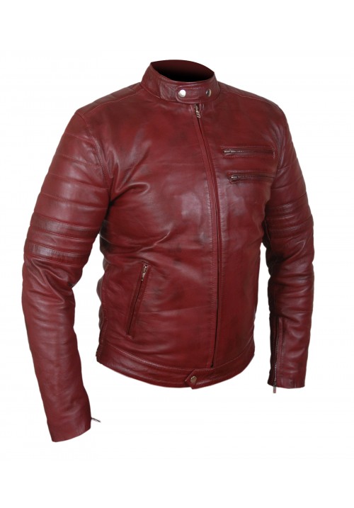 Men's Maroon Biker Jacket